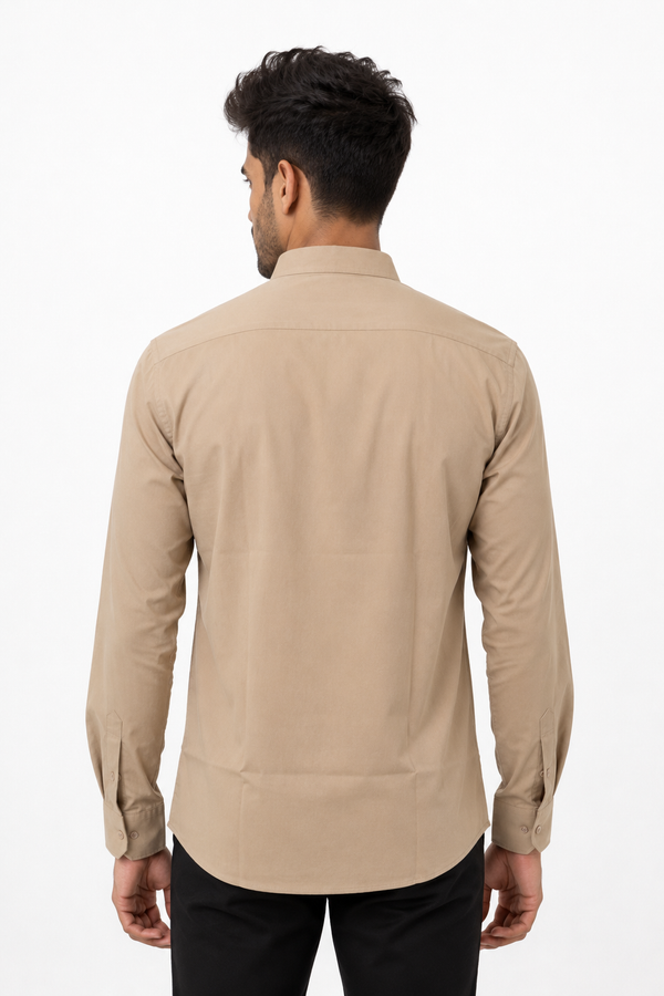 Beige Chinese Collar Shirt