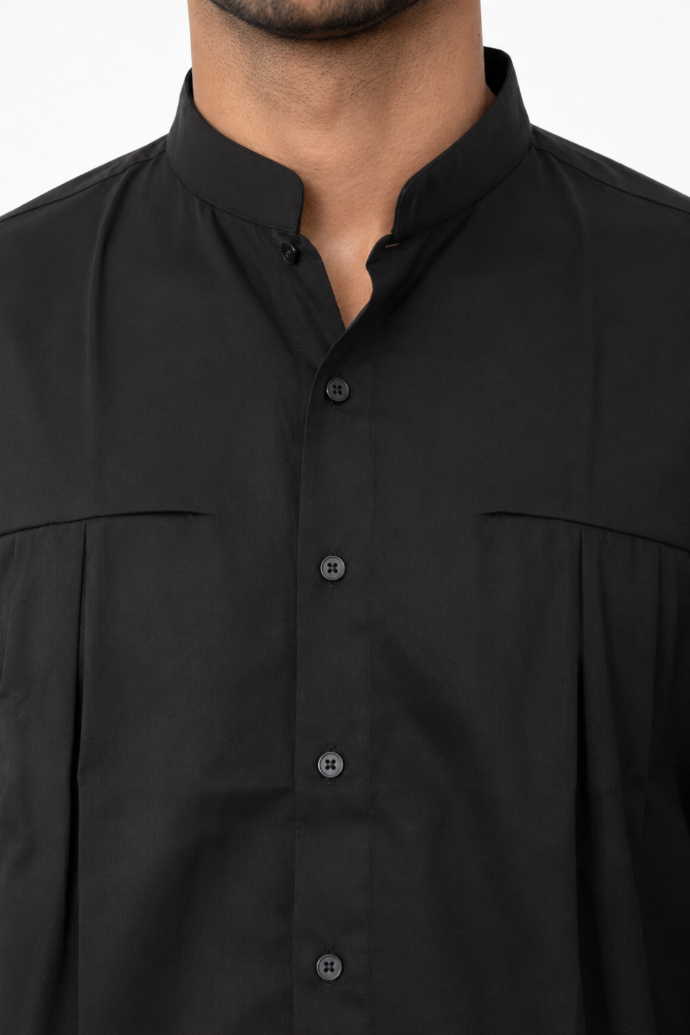 Black Chinese Collar Shirt