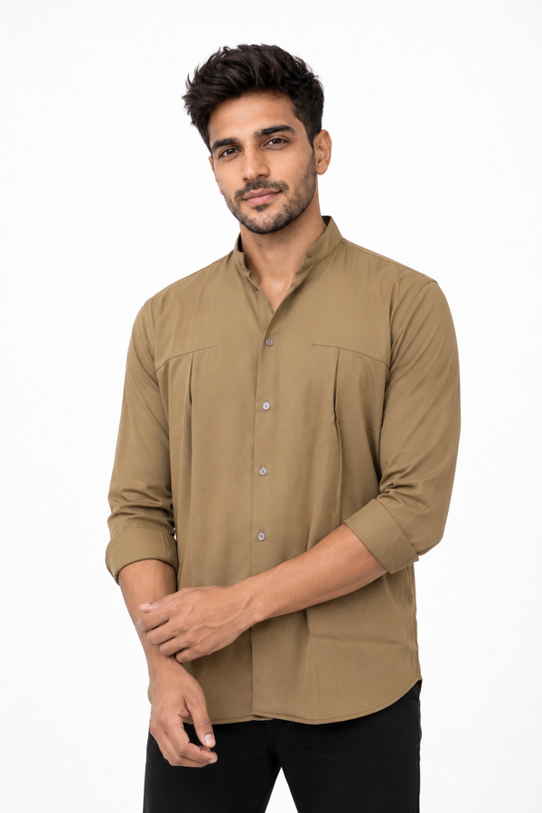 Cream Chinese Collar Shirt