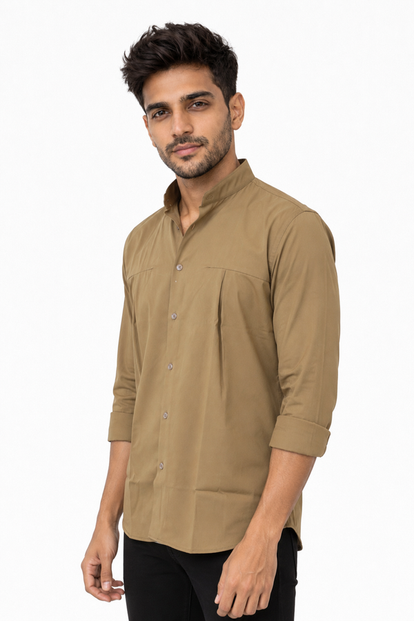 Cream Chinese Collar Shirt