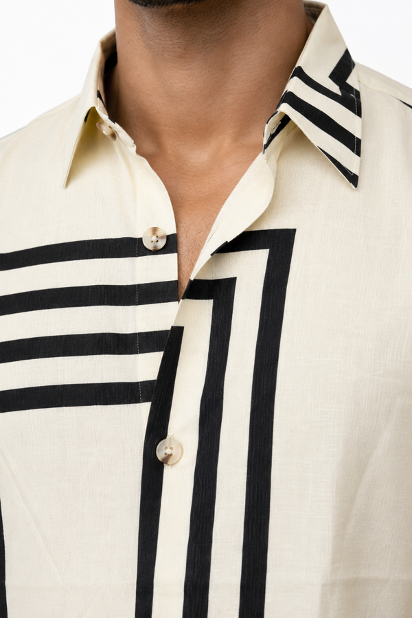 White Boxy Printed Shirt