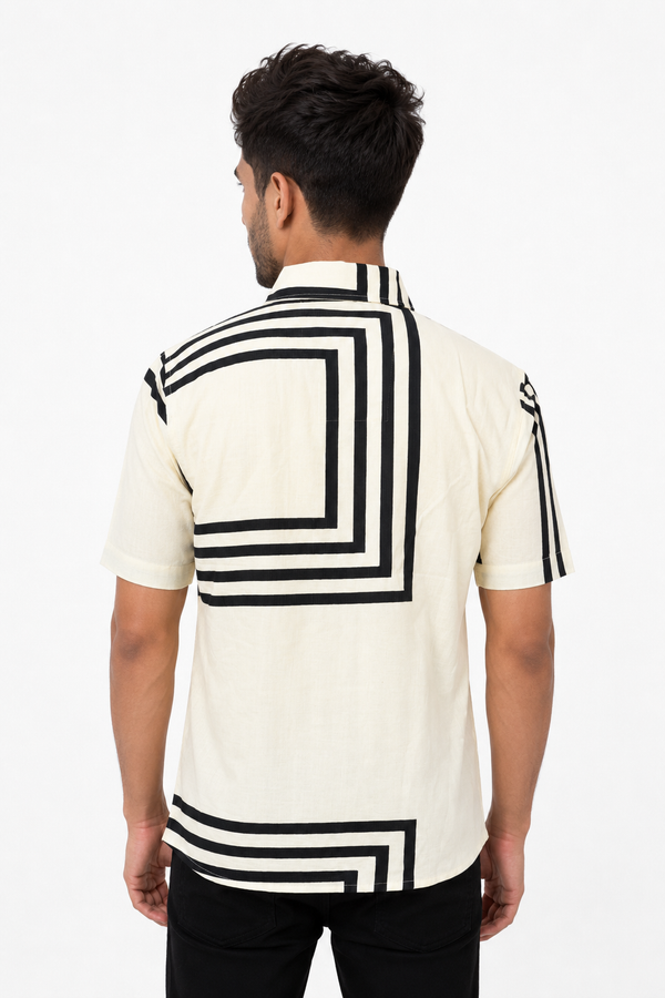 White Boxy Printed Shirt