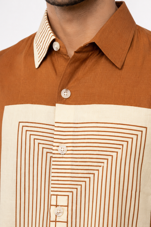 Mustard Boxy Printed Shirt