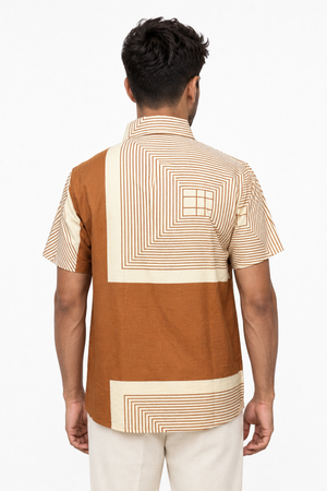 Mustard Boxy Printed Shirt