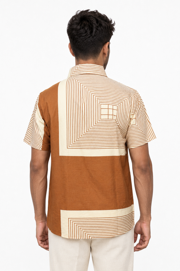 Mustard Boxy Printed Shirt