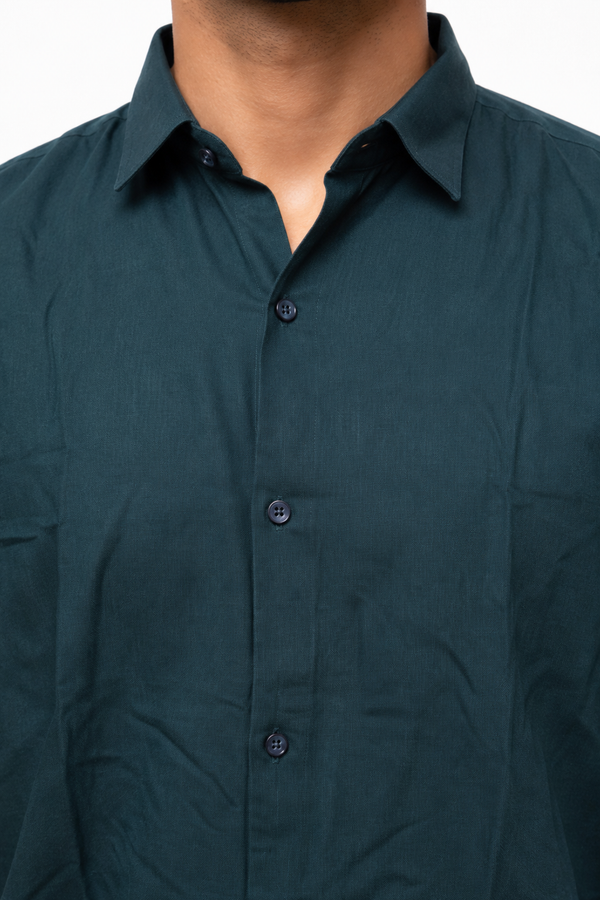 Teal Blue Linen Shirt