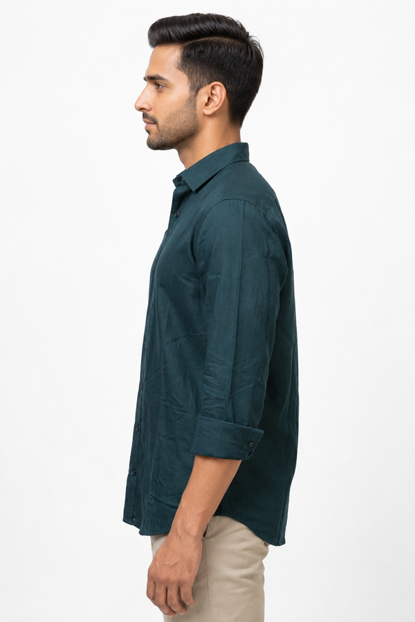 Teal Blue Linen Shirt