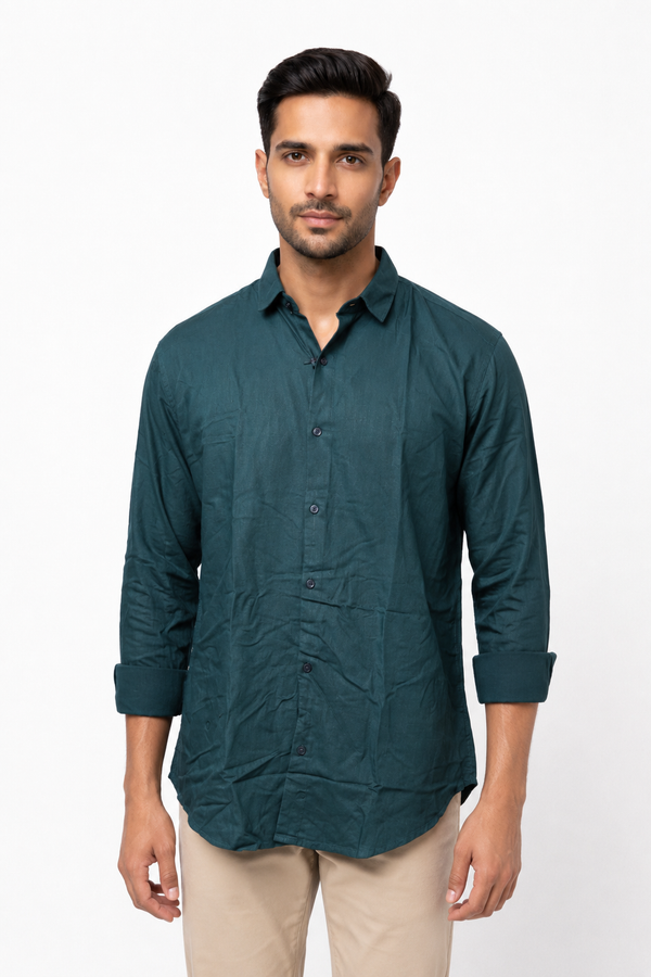 Teal Blue Linen Shirt