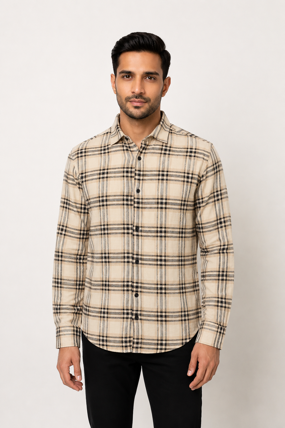 Cream Checked Shirt