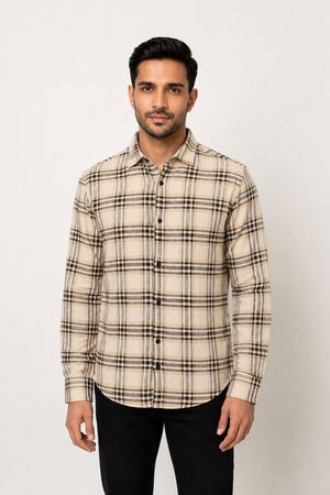 Cream Checked Shirt