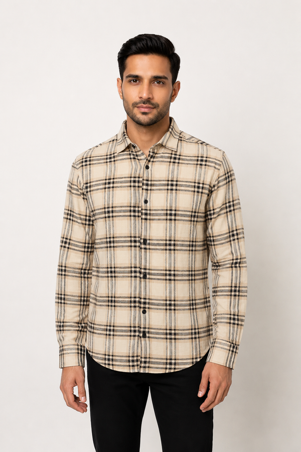 Cream Checked Shirt