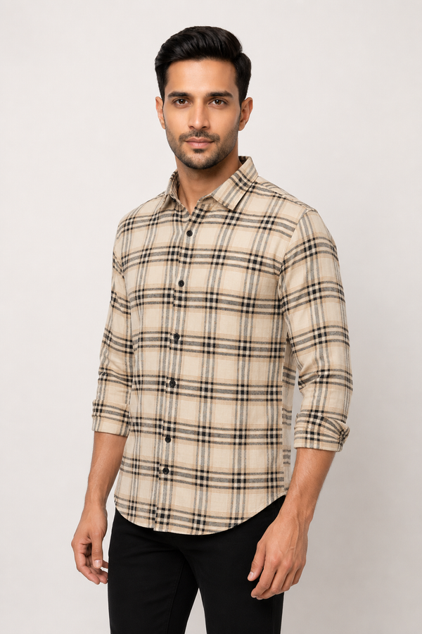 Cream Checked Shirt