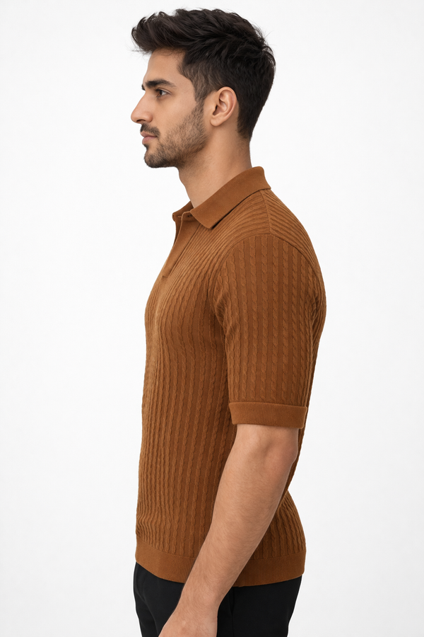 Brown Netted Tshirt