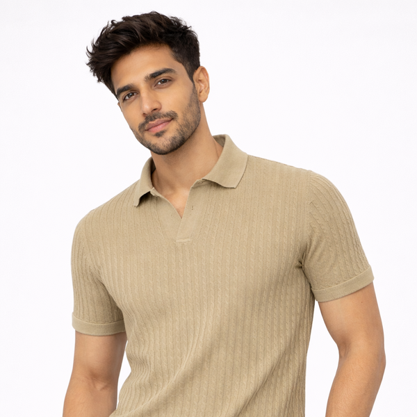 Beige Netted Tshirt