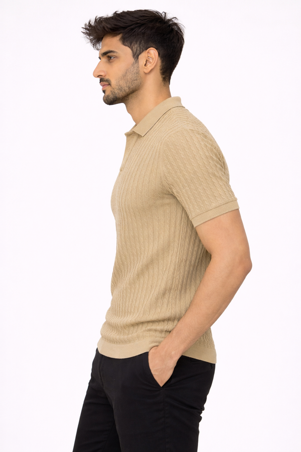 Beige Netted Tshirt