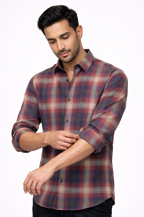 Maroon Checked Shirt