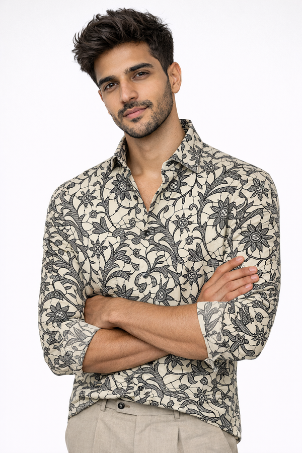 Cream Printed Shirt