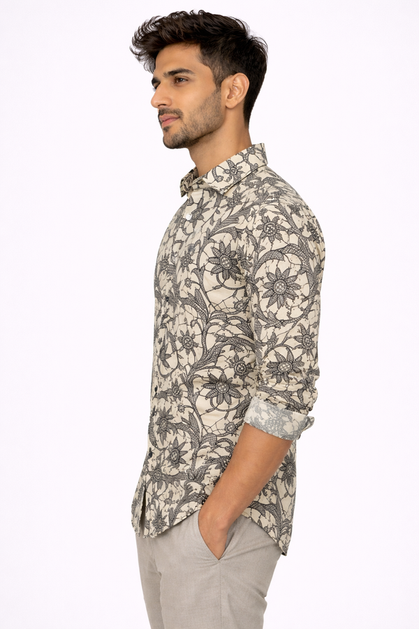 Cream Printed Shirt