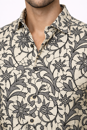 Cream Printed Shirt