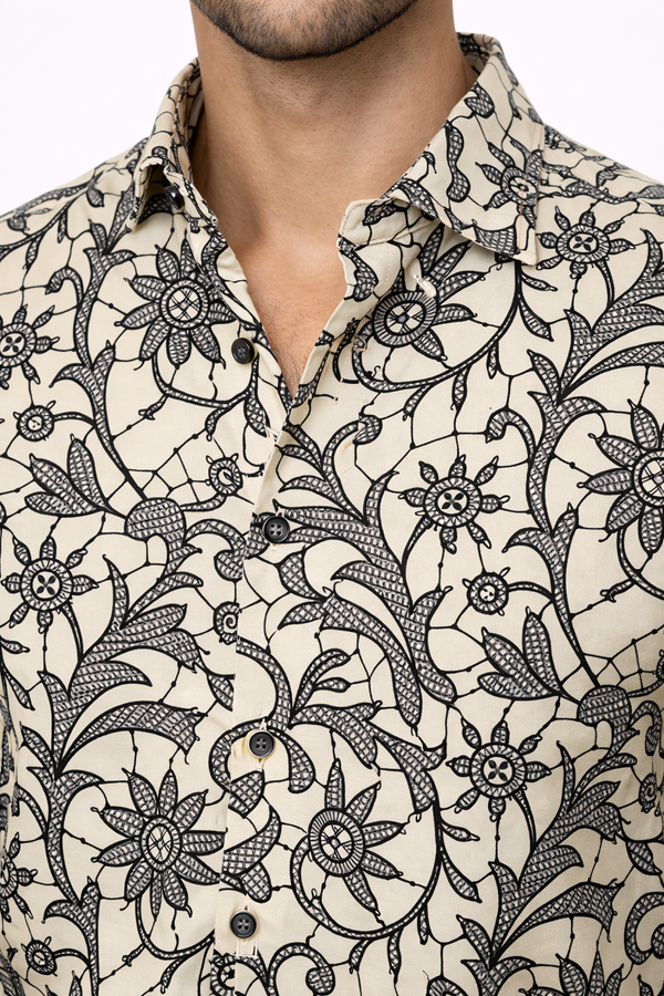 Cream Printed Shirt