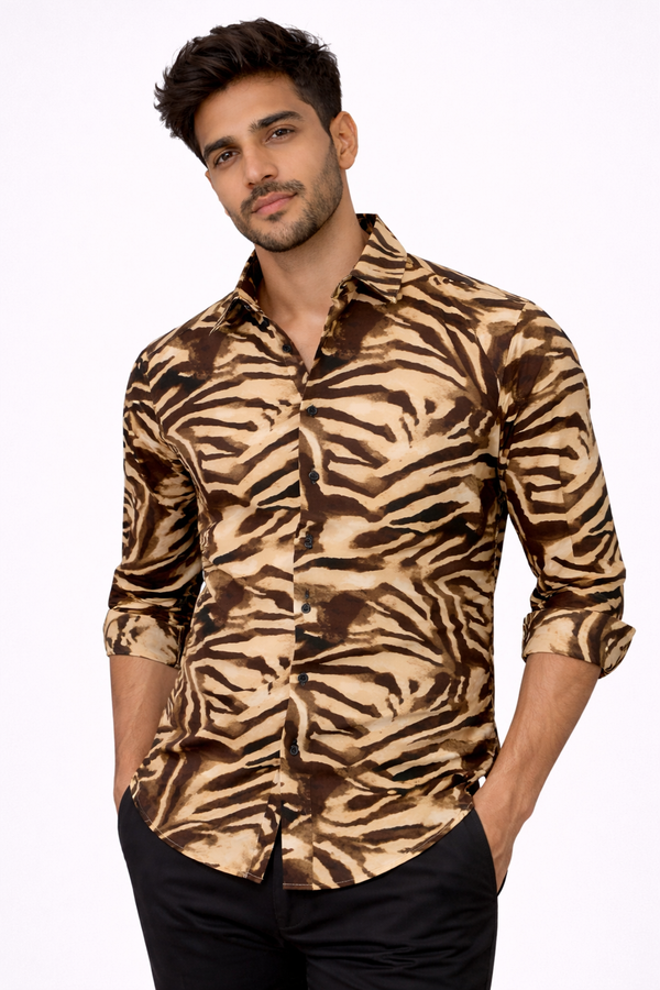Beige Printed Shirt