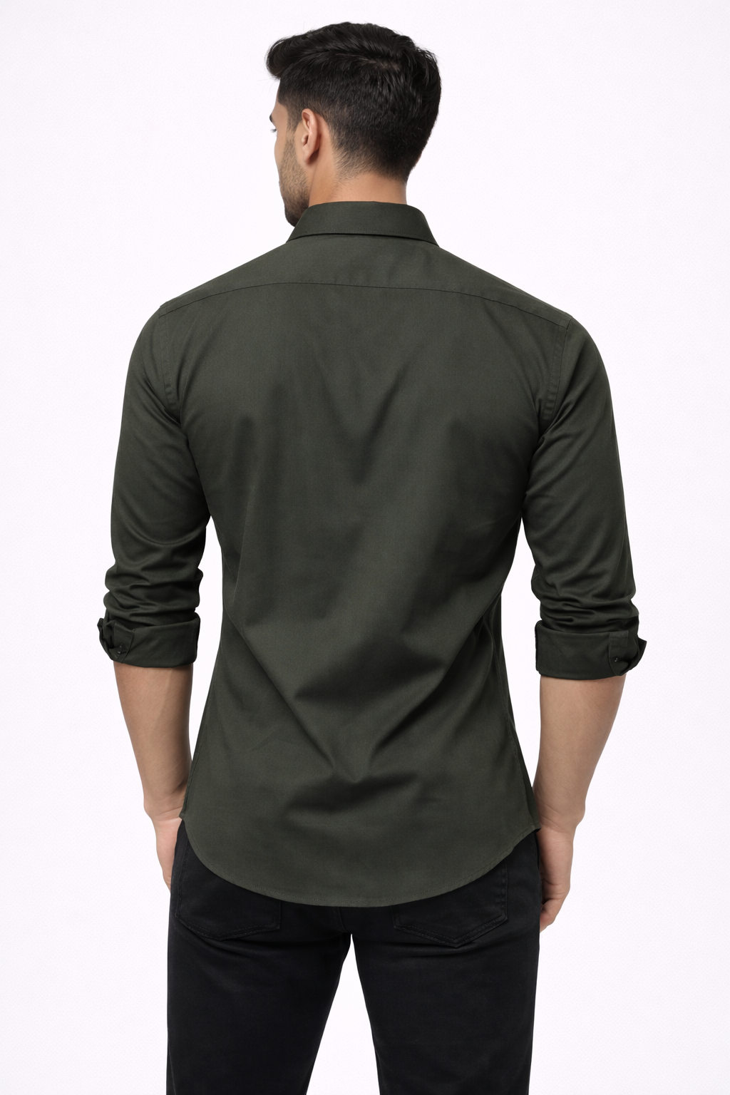 Olive Green Liquid Formal Shirt