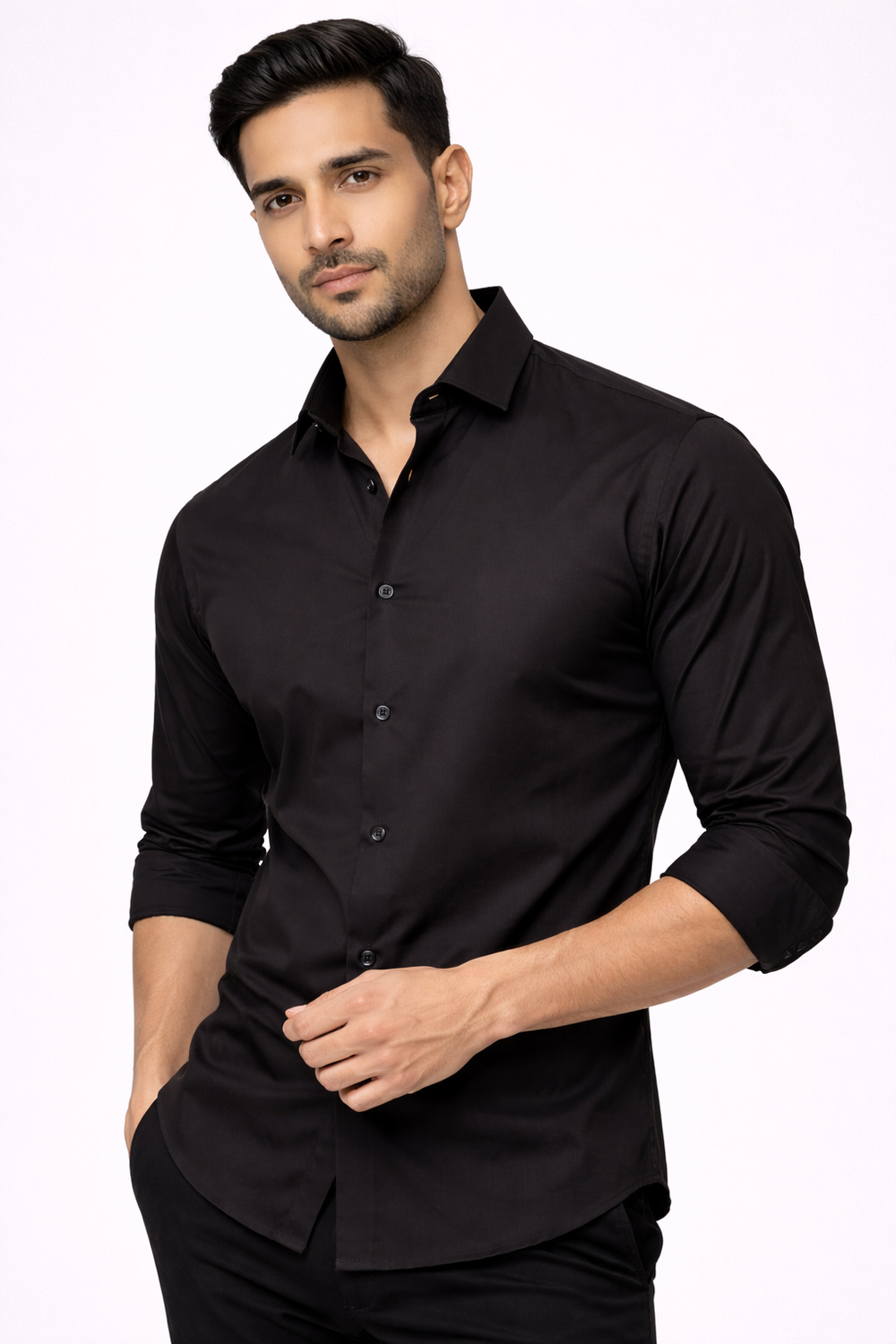 Black Liquid Formal Shirt