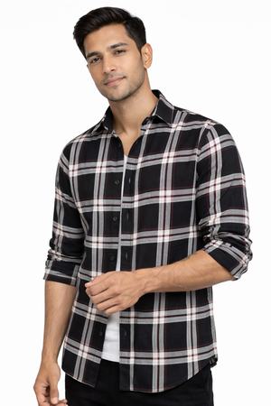 Black Stripe Checked Shirt