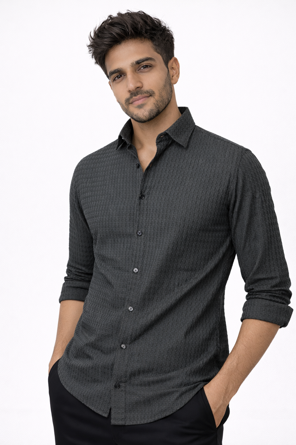 Grey Flex Designer Shirt