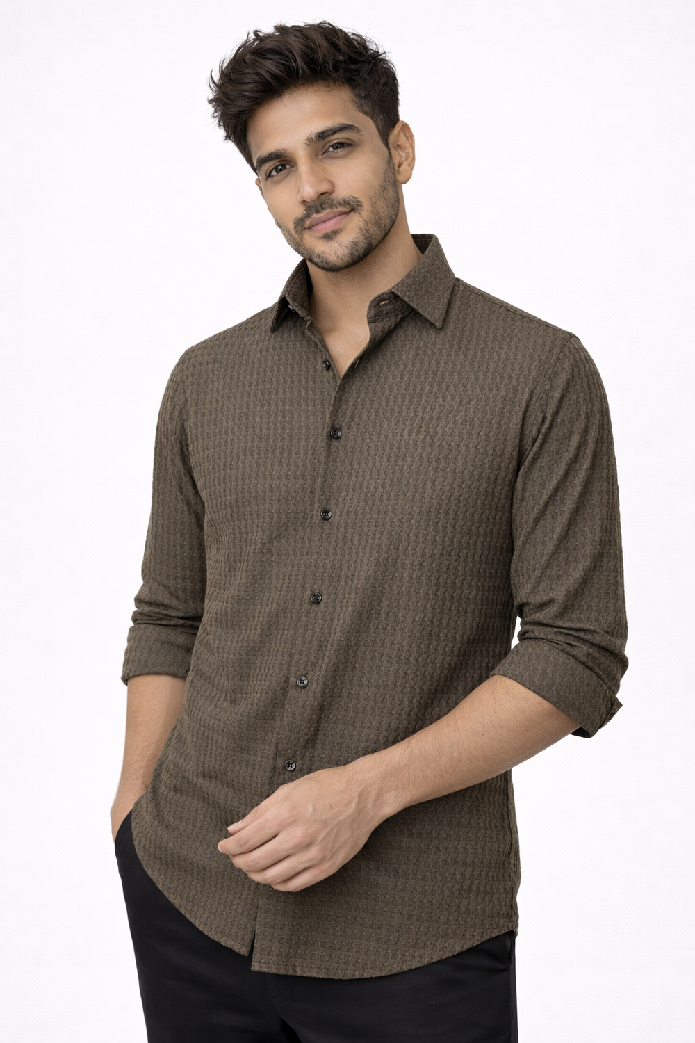 Brown Flex Designer Shirt