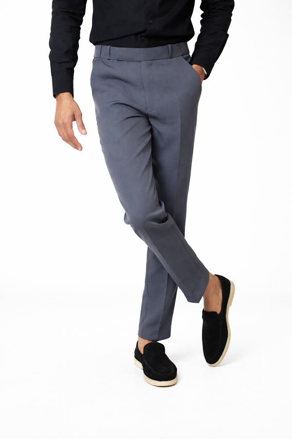 Grey Elastic Formal Pant
