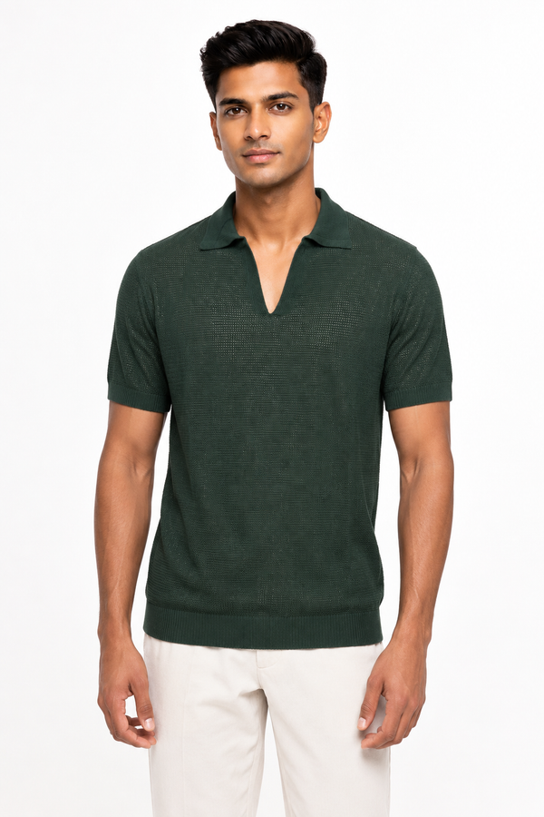 Bottle Green Netted Tee shirt