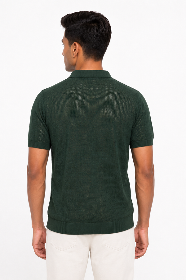 Bottle Green Netted Tee shirt