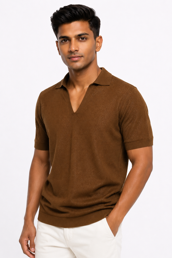Brown Netted Tee shirt