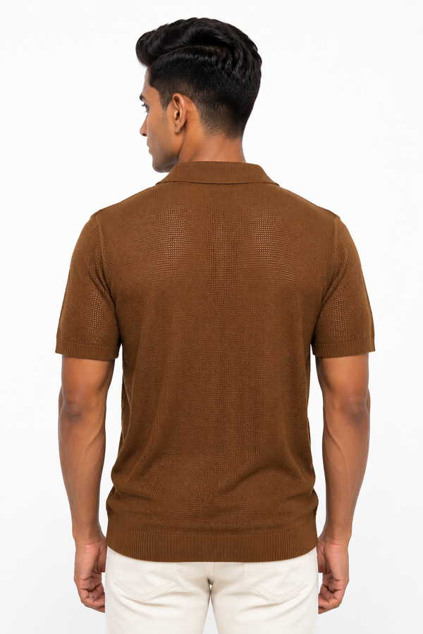 Brown Netted Tee shirt