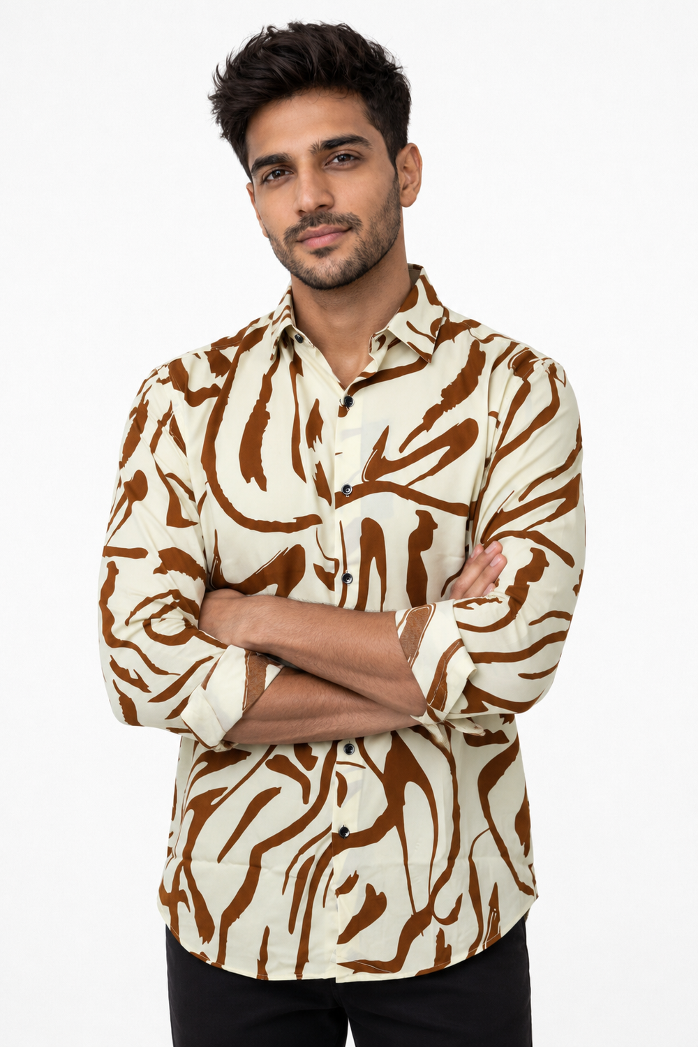 Brown Dot Printed Shirt