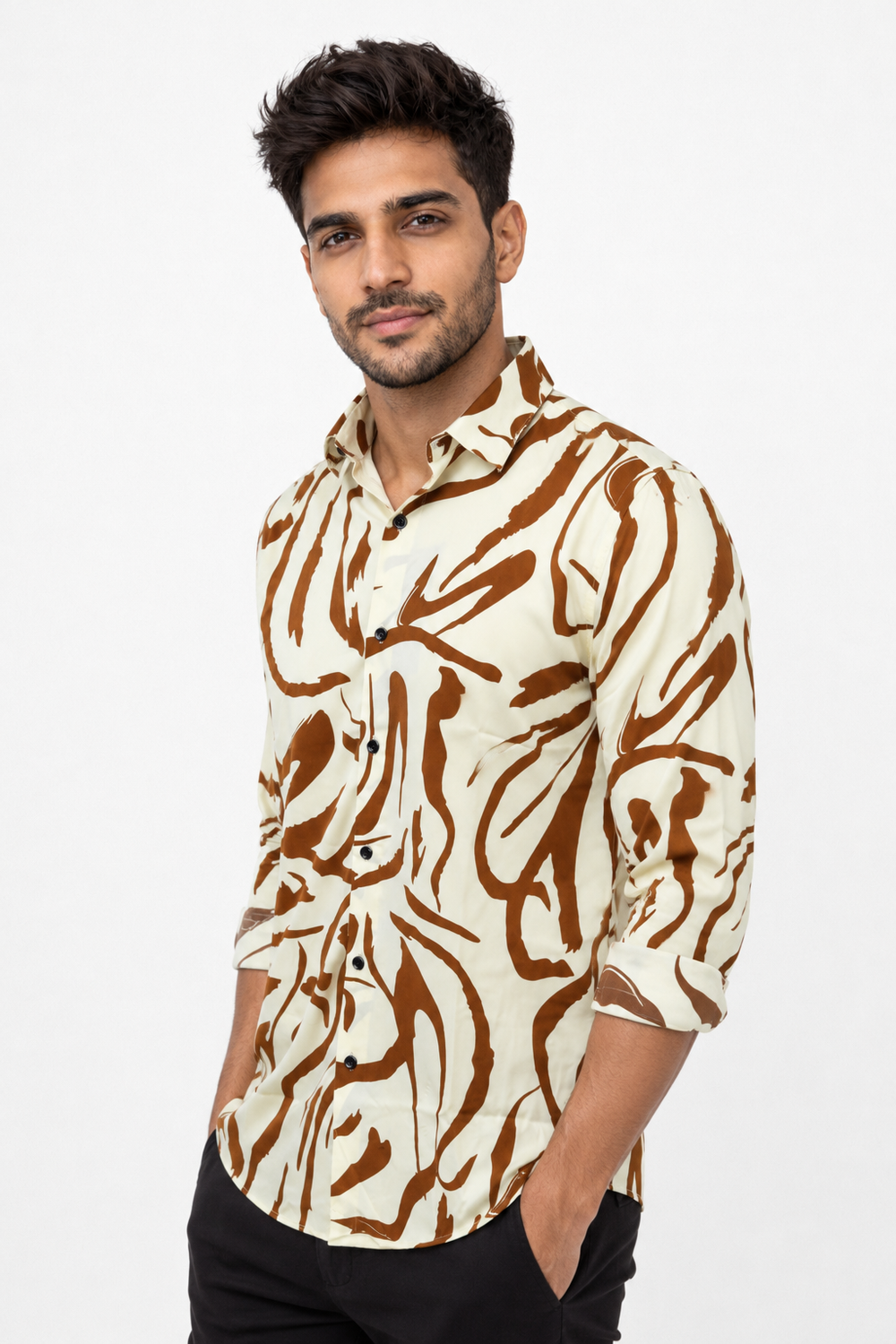 Brown Dot Printed Shirt