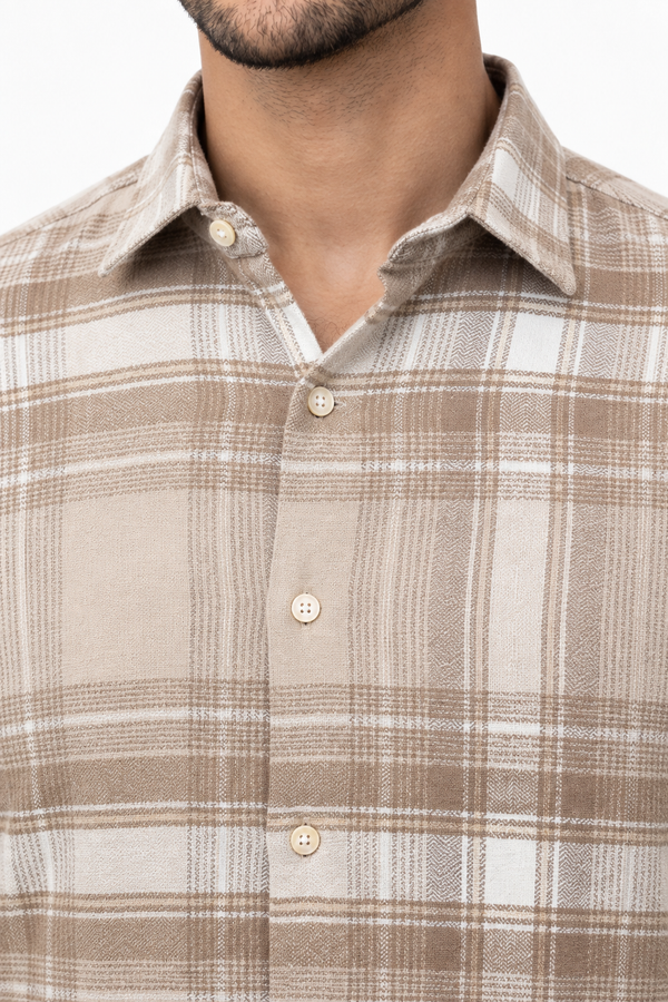 Cream Checked Shirt