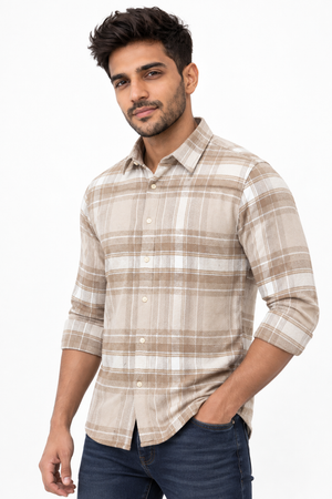 Cream Checked Shirt