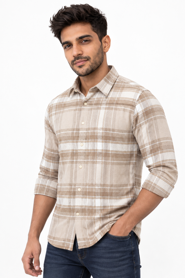 Cream Checked Shirt