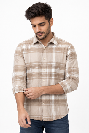Cream Checked Shirt