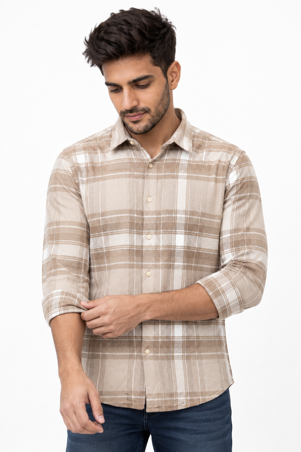 Cream Checked Shirt