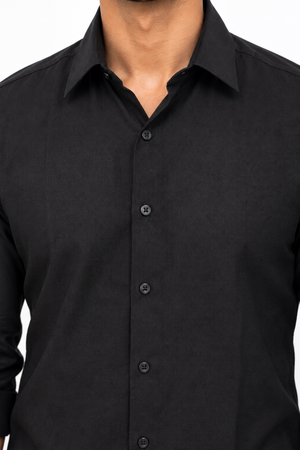 Black Linen Blended Shirt