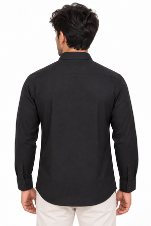 Black Linen Blended Shirt