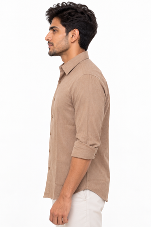 Brown Linen Blended Shirt