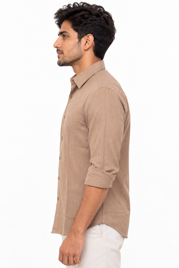 Brown Linen Blended Shirt