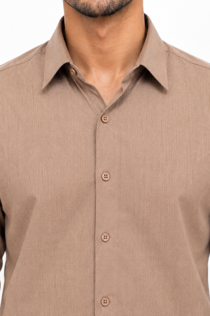 Brown Linen Blended Shirt