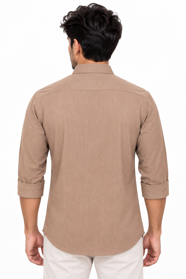Brown Linen Blended Shirt