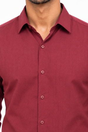 Red Linen Blended Shirt