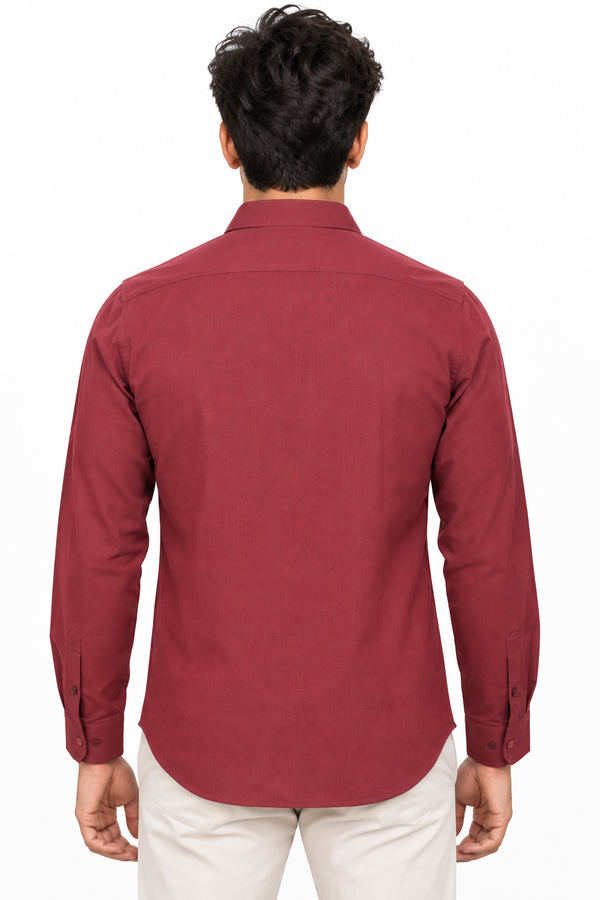 Red Linen Blended Shirt